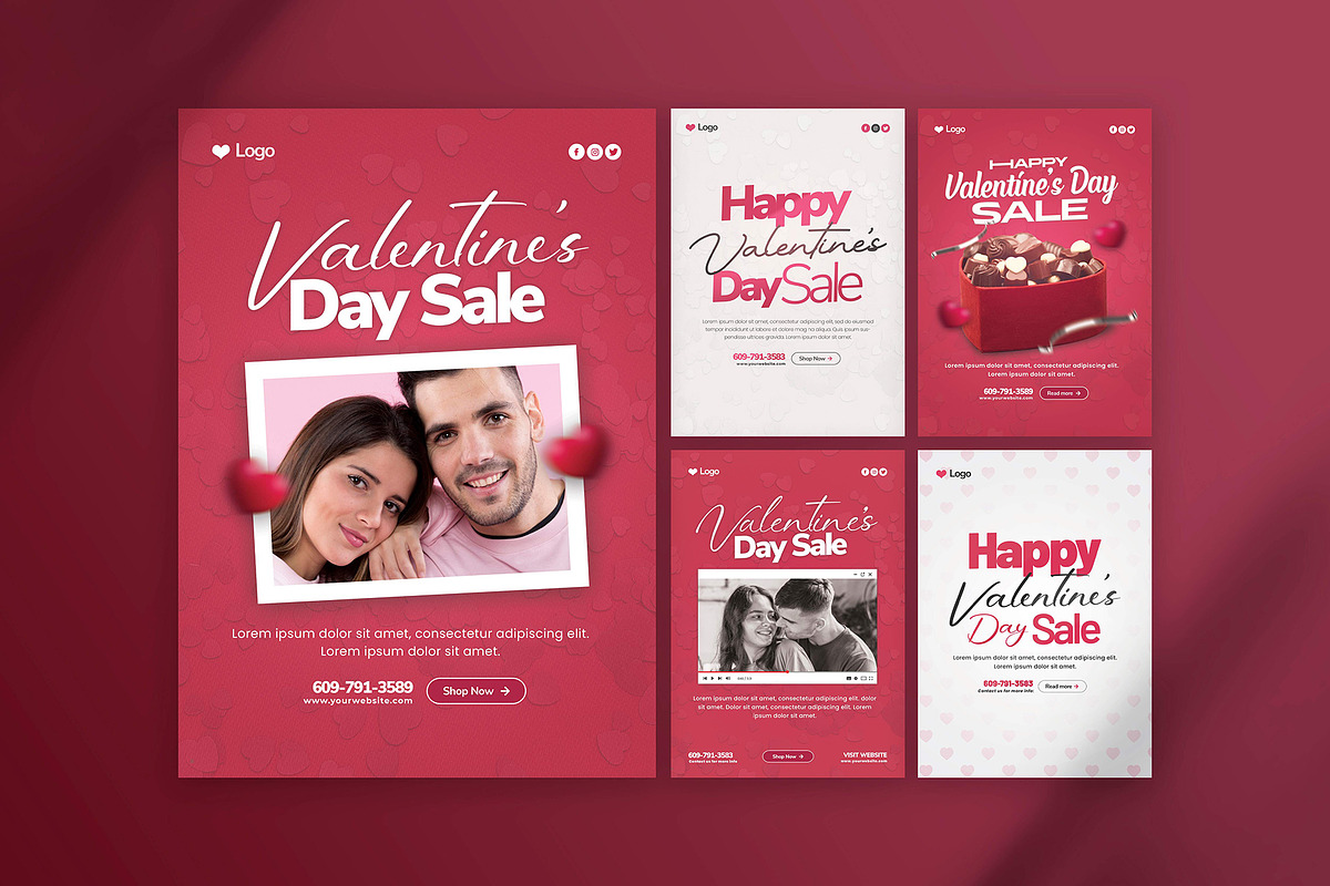 Valentine's Day Flyers Bundle, a Flyer Template by Saman Osama (Photo 1 of 7)