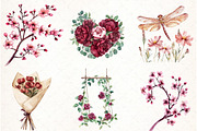 Burgundy Spring Sublimation Clipart, an Illustration by Watercolor design (Thumbnail 3 of 4)