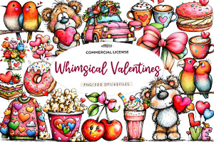 Whimsical valentines clip art, an Illustration by CreationArt
