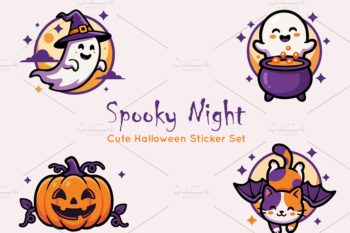 Spooky Night Cute Halloween Sticker, a Decorative Illustration by Dimas.okgo (Photo 1 of 6)