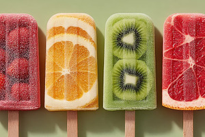Colorful Fruit Ice Pops with Fresh Citrus and Kiwi Slices, a Nature Photo by José Manuel Gelpi