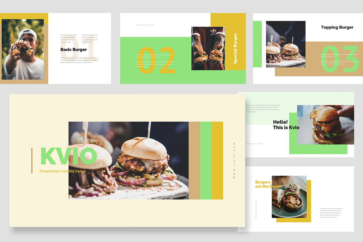 Kvio : Burger Brand Google Slides, a Presentation Template by Punkl Camp (Photo 1 of 15)