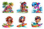 Retro Surf Clipart, a Seasonal Illustration by CreationArt (Thumbnail 2 of 4)