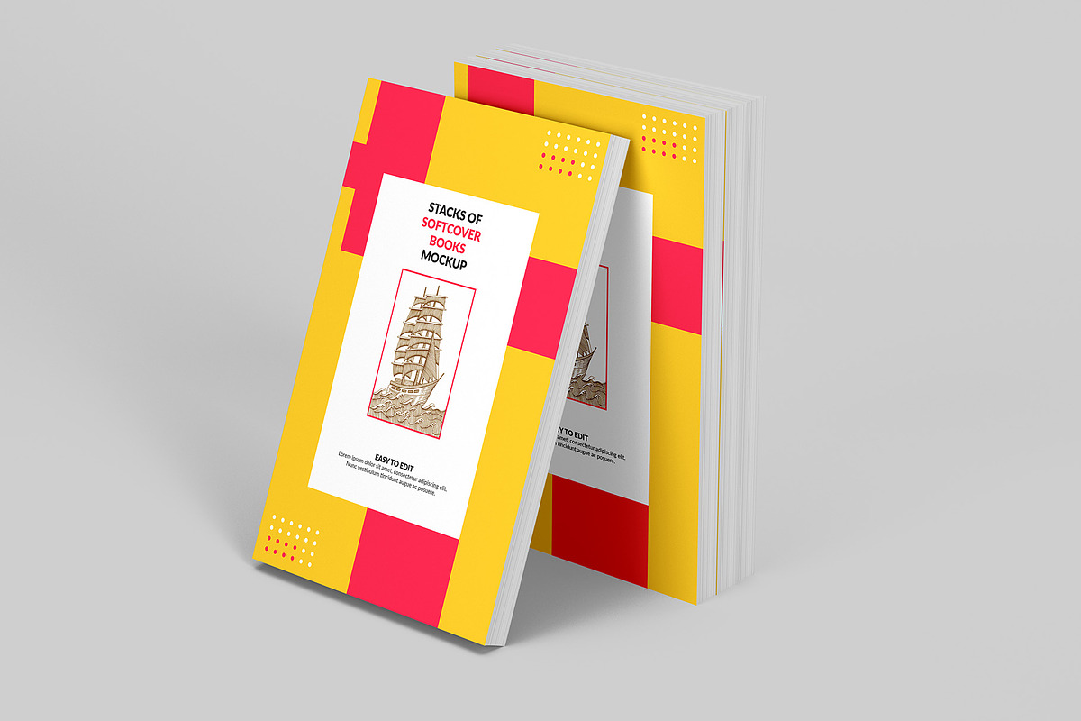 Stacks of Softcover Books Mockup, a Books & Magazine Mockup by Illusiongraphic (Photo 5 of 19)