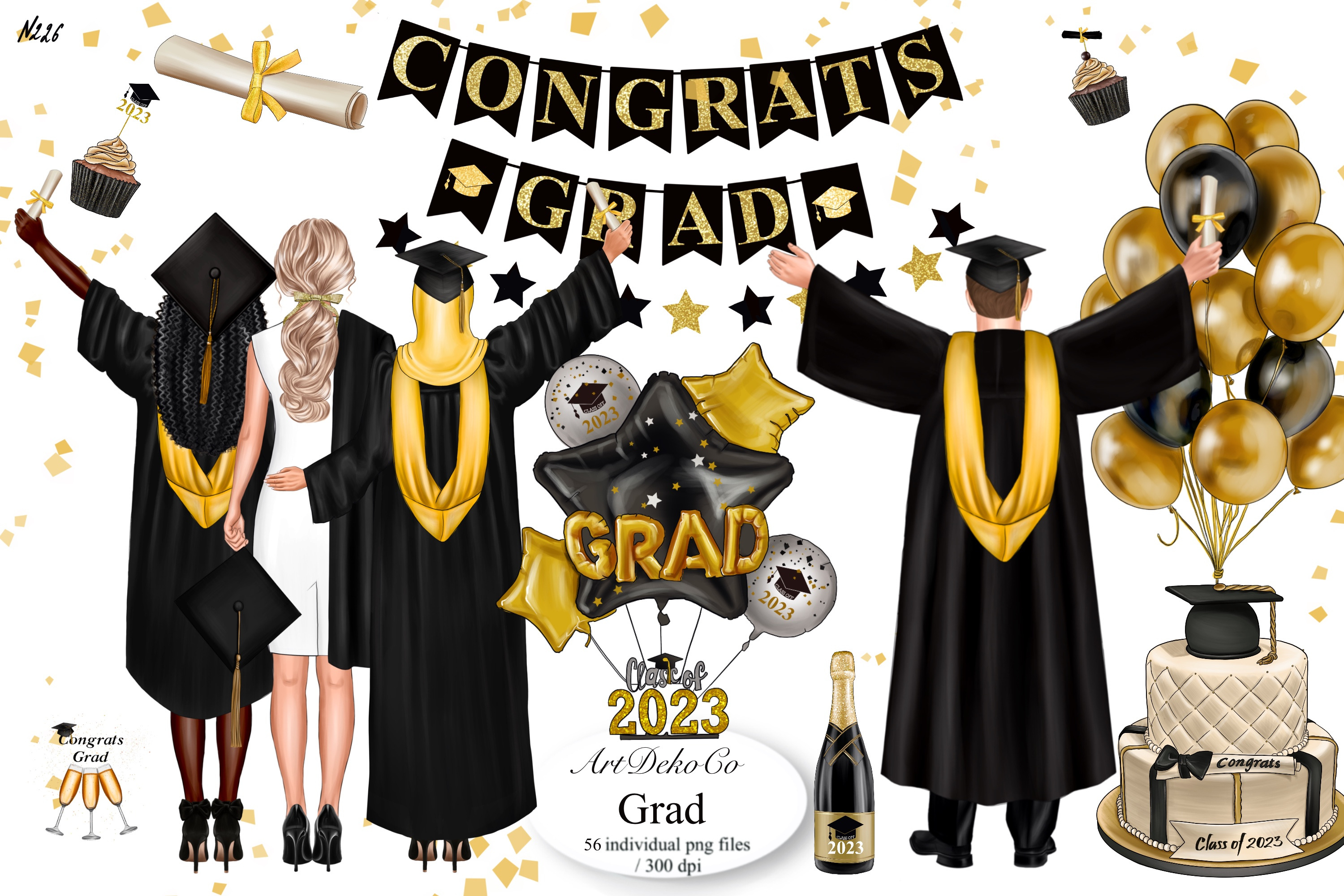 Graduation 2023. Graduates clipart., a Person Illustration by DekoArt