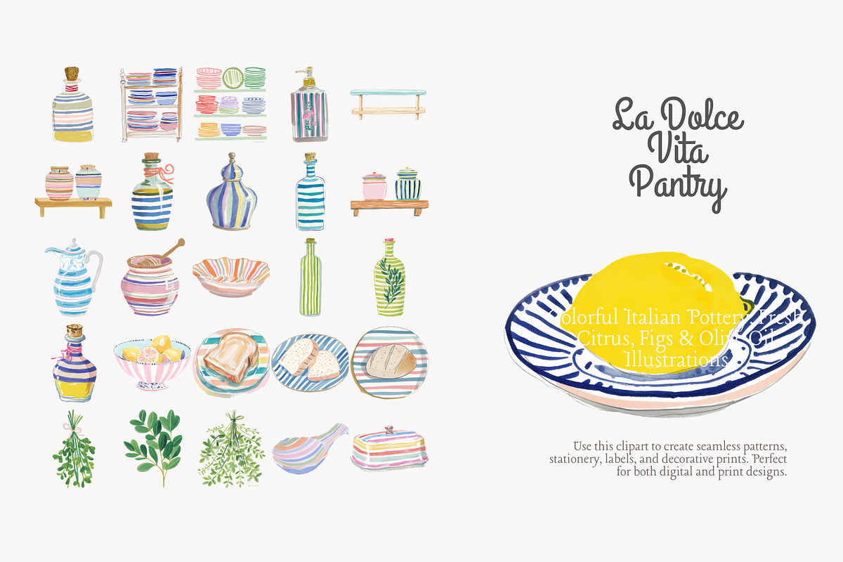 La dolce vita pantry clipart set, a Decorative Illustration by Patishop Art (Photo 5 of 10)