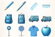 Blue School Clipart, an Illustration by CrexoraLab (Thumbnail 2 of 5)