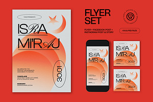 Orange Isra Mi'raj Flyer Set, a Flyer Template by graphicook