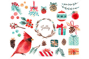 Watercolor Holiday Clip Art