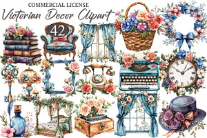 Watercolor Victorian Decor Clipart, an Illustration by designcity5