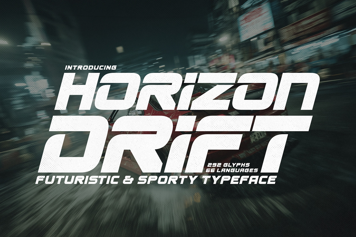 Horizon Drift - Sporty Race Font, a Sans Serif Font by HipFonts (Photo 2 of 10)