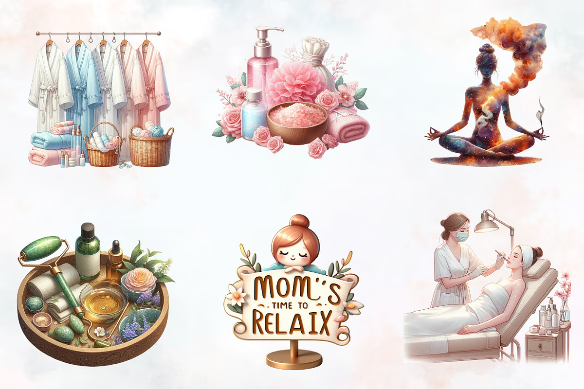 Spa Mothers Day Watercolor Cliparts, an Illustration by RobertsArt (Photo 6 of 7)