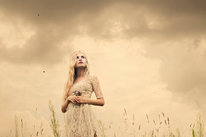 Hippie girl in the field featuring girl, female, and young