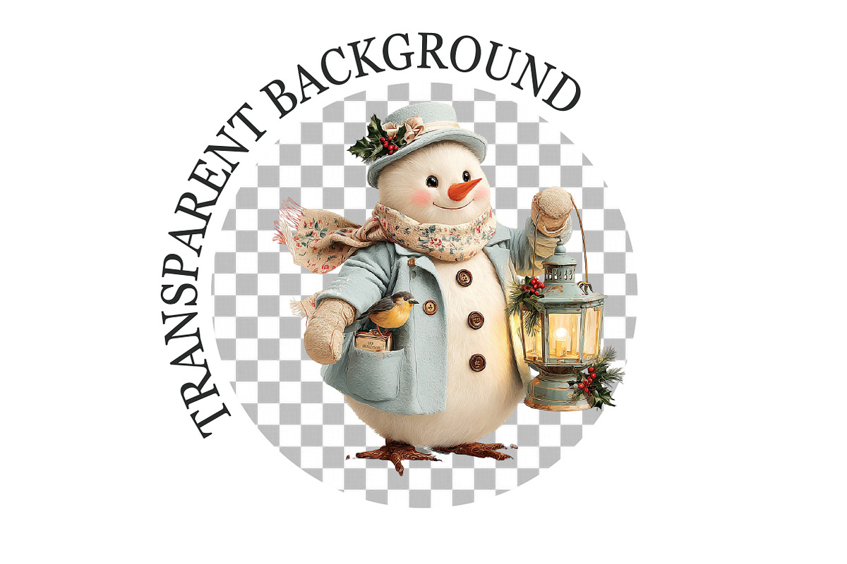 Whimsical Christmas Snowman Clipart, a Seasonal Illustration by Rose Art (Photo 6 of 6)