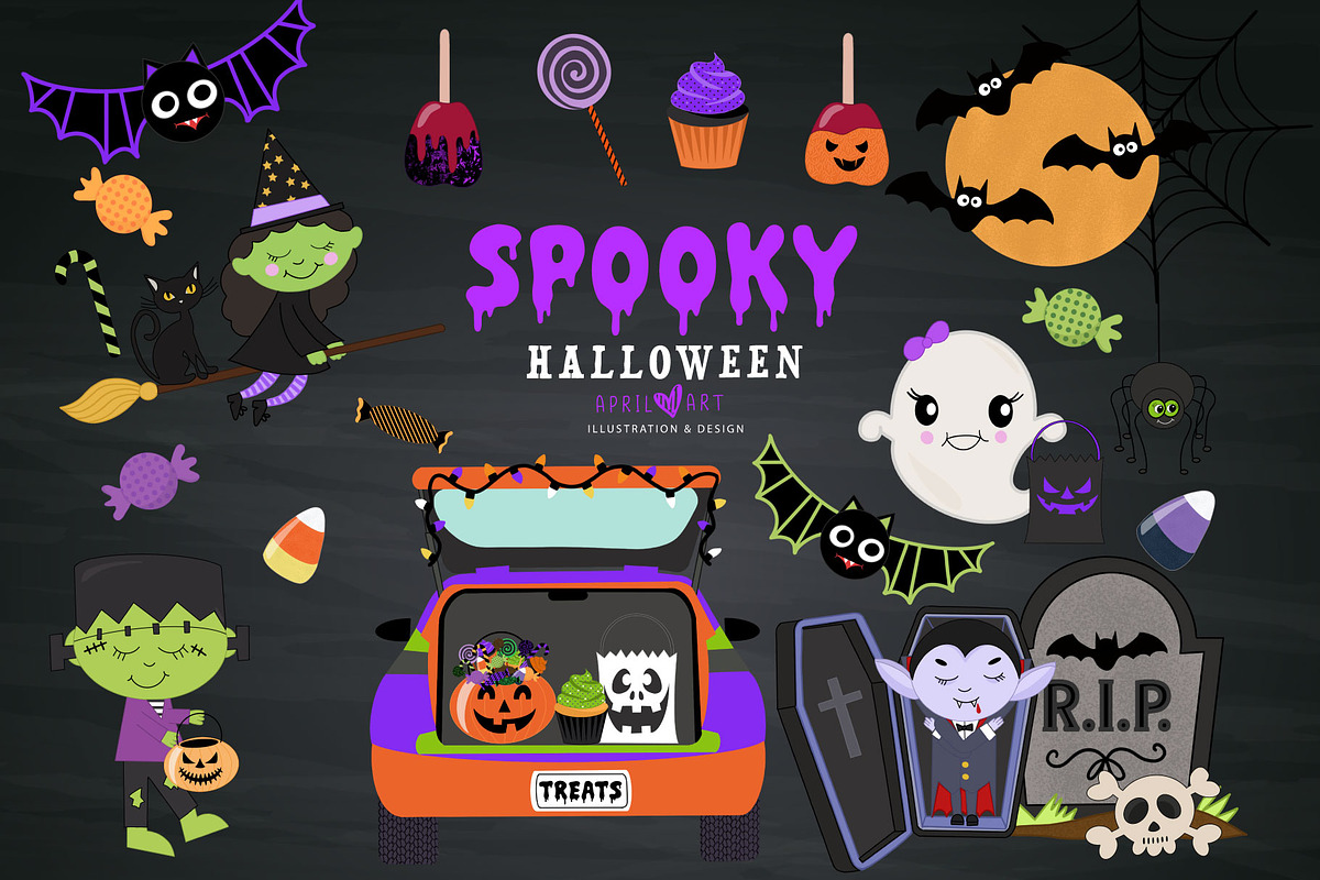 Spooky Halloween Kids Clipart, an Illustration by Oh Darling Graphics (Photo 2 of 3)