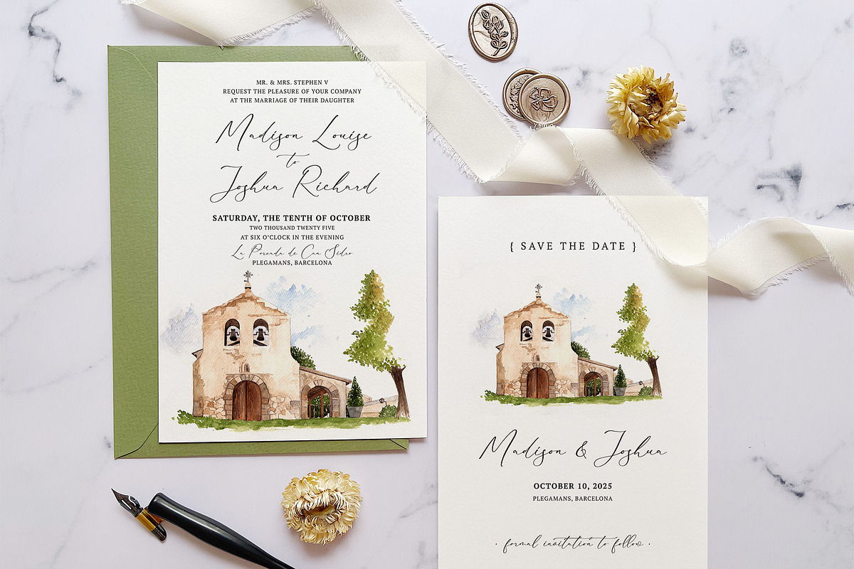 Rustic Church Wedding Invitation, an Invitation Template by BlueRobinDesignShop (Photo 5 of 6)