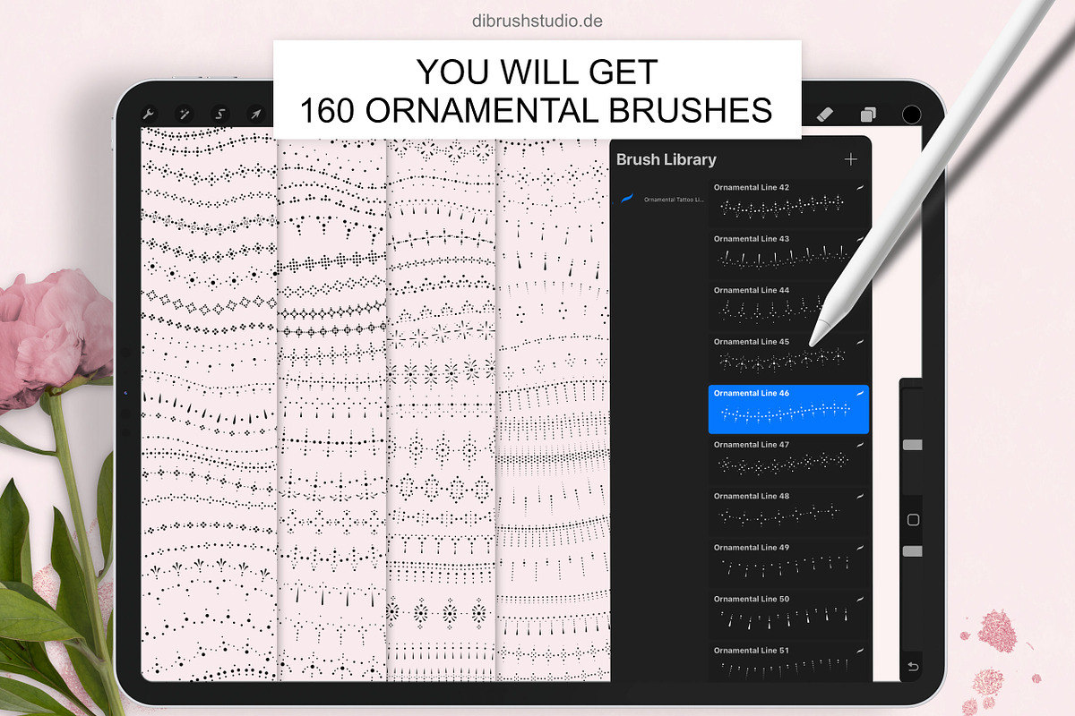Procreate - Ornamental Tattoo Brush, a Brush Add-On by DiBrush Studio (Photo 4 of 7)