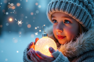 Little Girl Holding Lighted Christma, a Holiday Photo by angellodeco