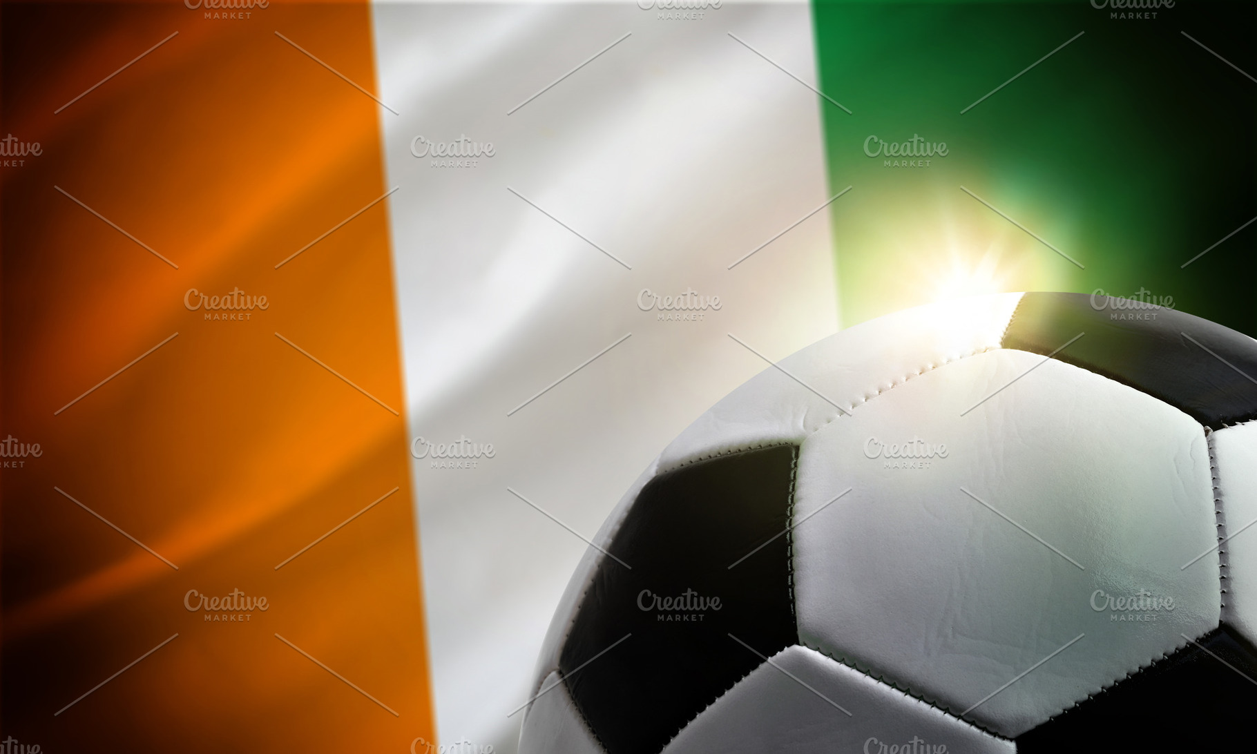 Soccer Ball with Ivory Coast Flag Background, a Sports & Recreation Photo by Davizro's Market