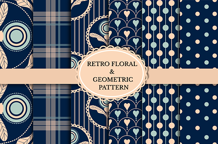Retro Floral & Geometric Pattern, a Pattern Graphic by wind mill