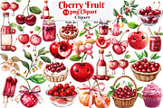 Cherry Fruit Clipart, Berries Cherry, an Illustration by Watercolor design (Thumbnail 1 of 5)