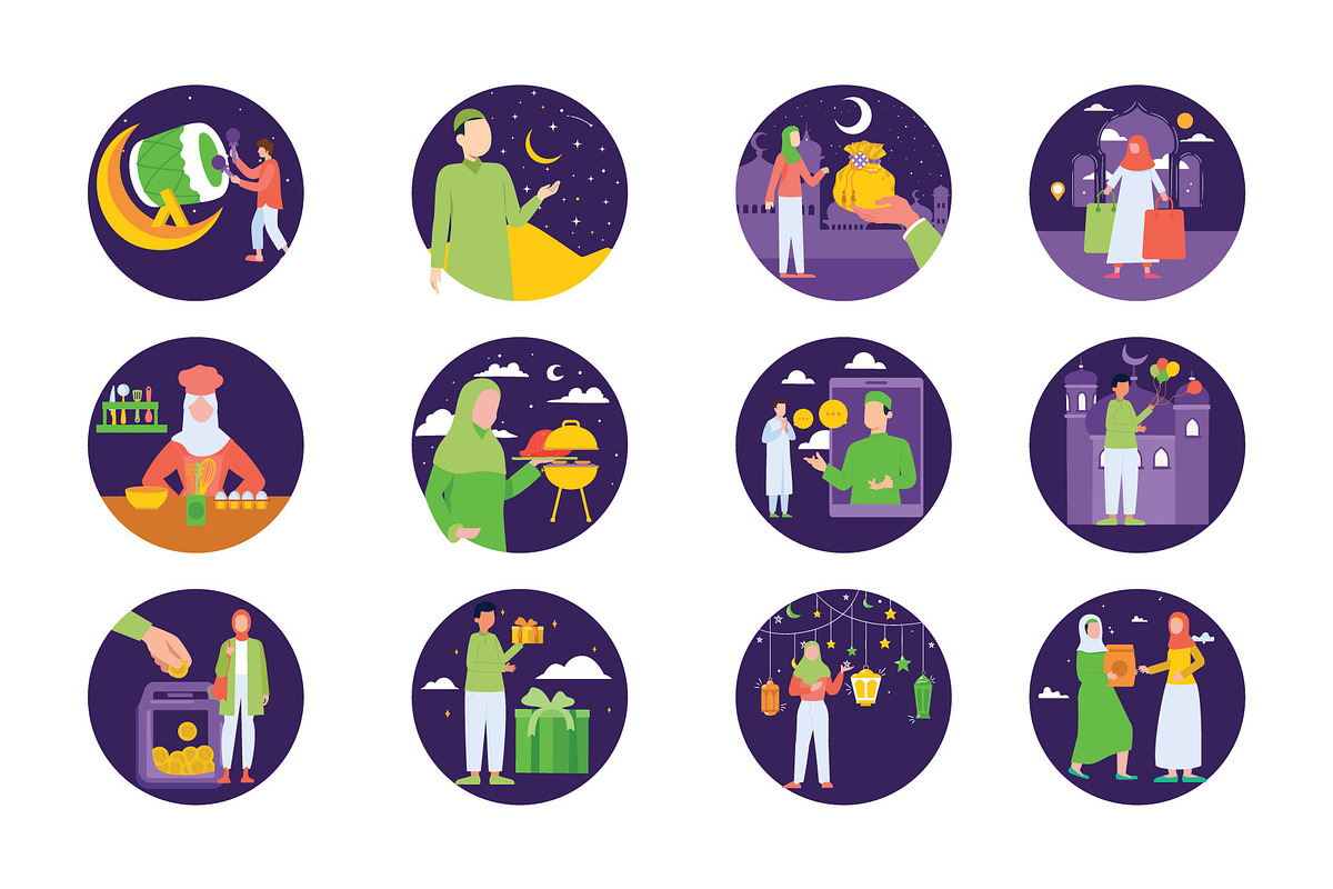 Eid Mubarak Vector Illustrations, a Person Illustration by Vector Portal (Photo 6 of 6)