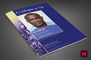 Blue Navy Funeral Program Template, a Brochure Template by loswl