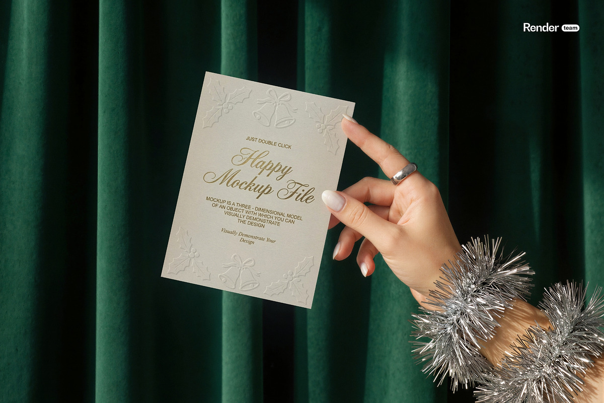 Christmas Card Mockup Set, a Product Mockup by Renderteam (Photo 10 of 16)