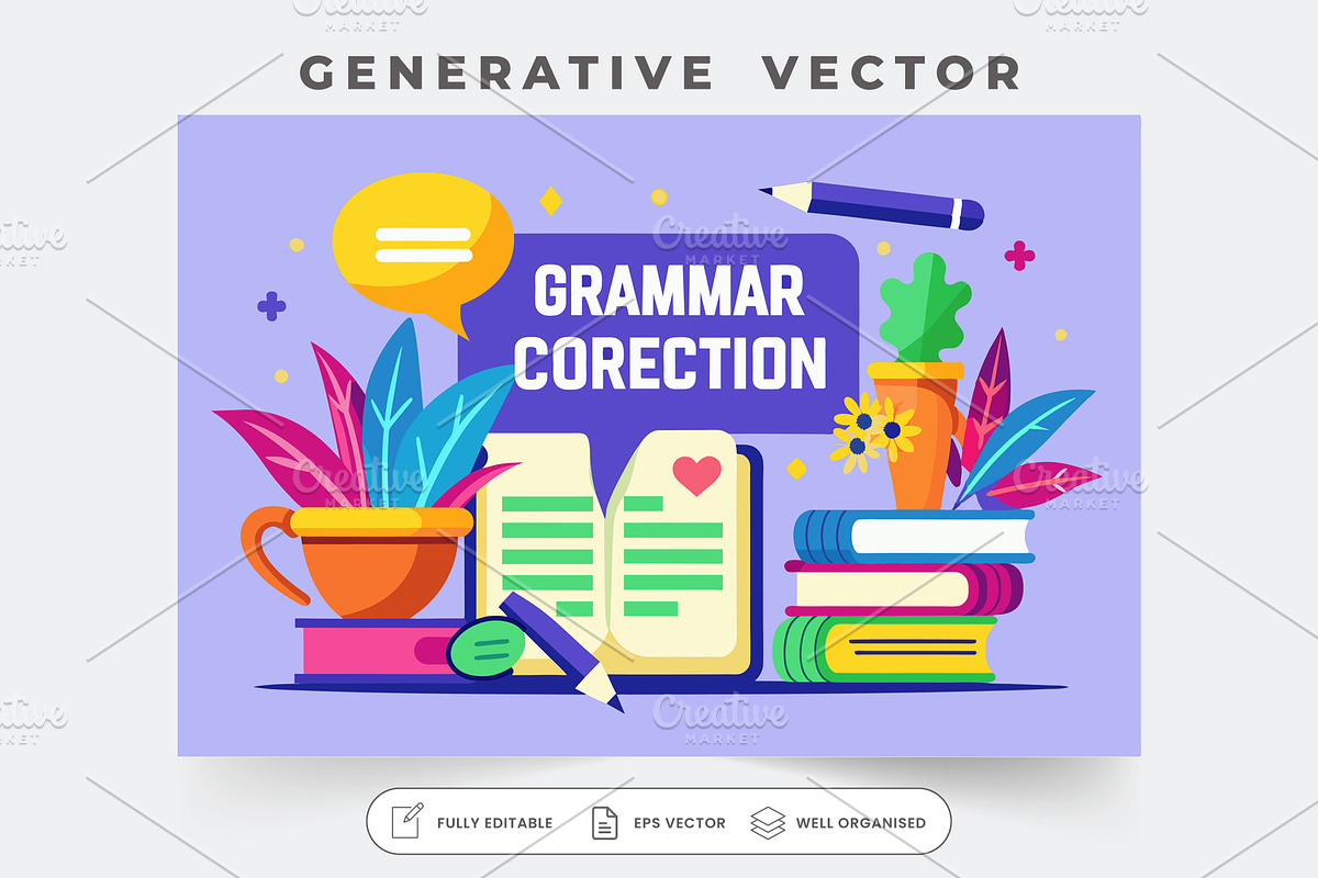 An artistic display of grammar corre, a Graphic by Iftikhar Alam