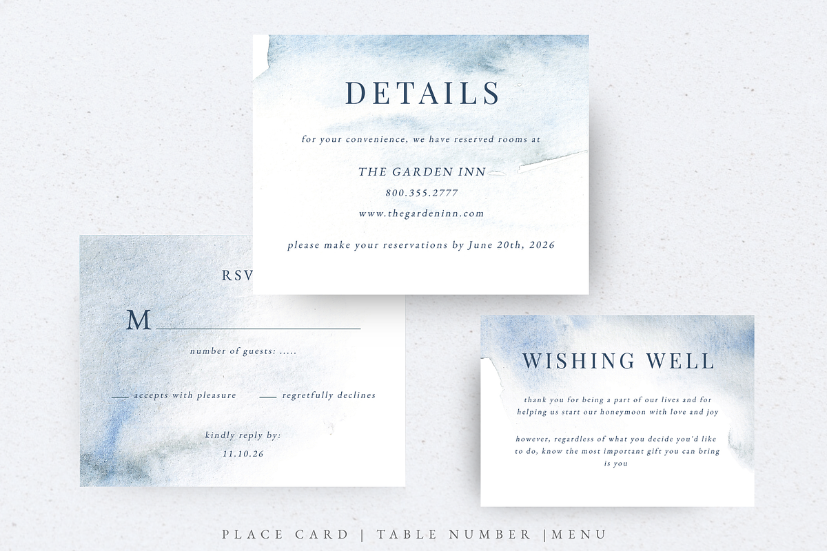 Watercolor Dusty Blue Wedding Suite, an Invitation Template by Kolorata Art (Photo 4 of 5)