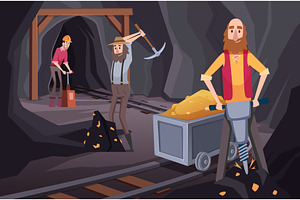 Miners working. mine with treasures, an Illustration by Onyx