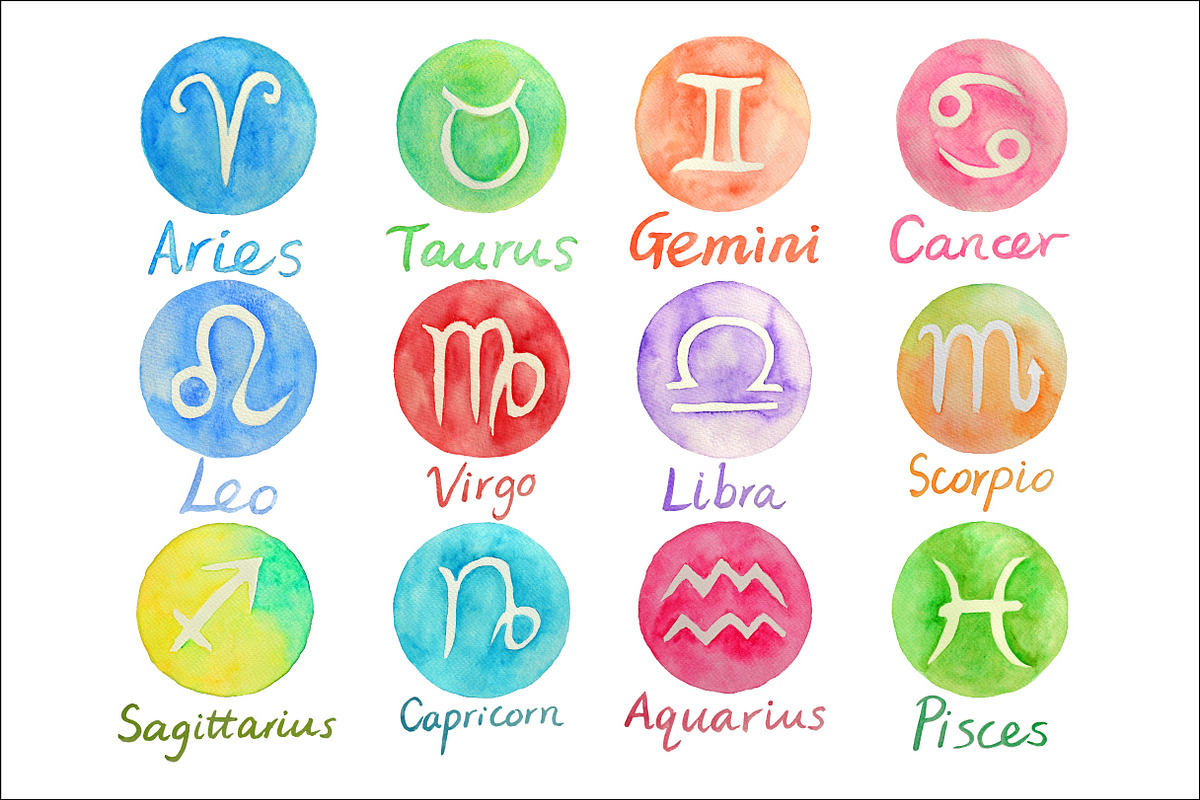 Watercolor Zodiac Signs Clipart