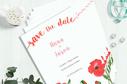 Poppy Flower Watercolor Wedding Set, an Invitation Template by Love Design (Thumbnail 4 of 14)