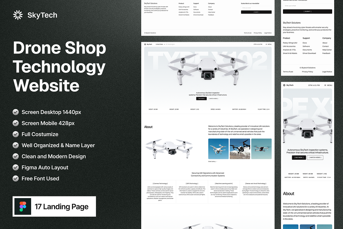 Skytech - Drone Technology Website, a Landing Page Template by SundayWorkTeam (Photo 1 of 6)