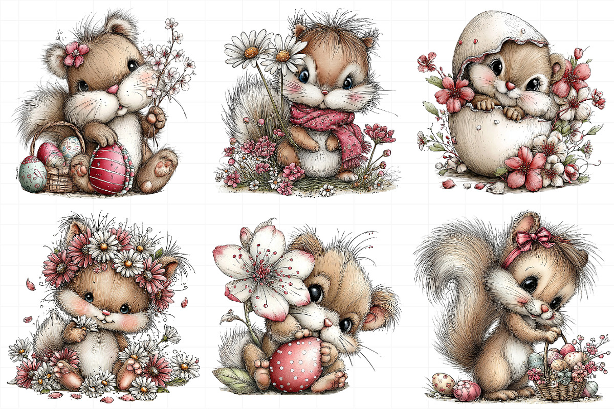 Whimsical Easter Squirrel Clipart, an Illustration by Daily.Designs (Photo 8 of 8)