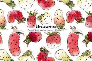 Strawberries Watercolour Pattern
