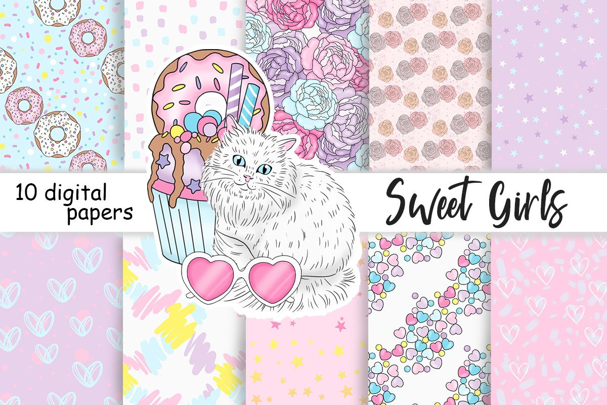Sweet Girl Pattern, a Pattern Graphic by GlamArtZhanna (Photo 3 of 3)