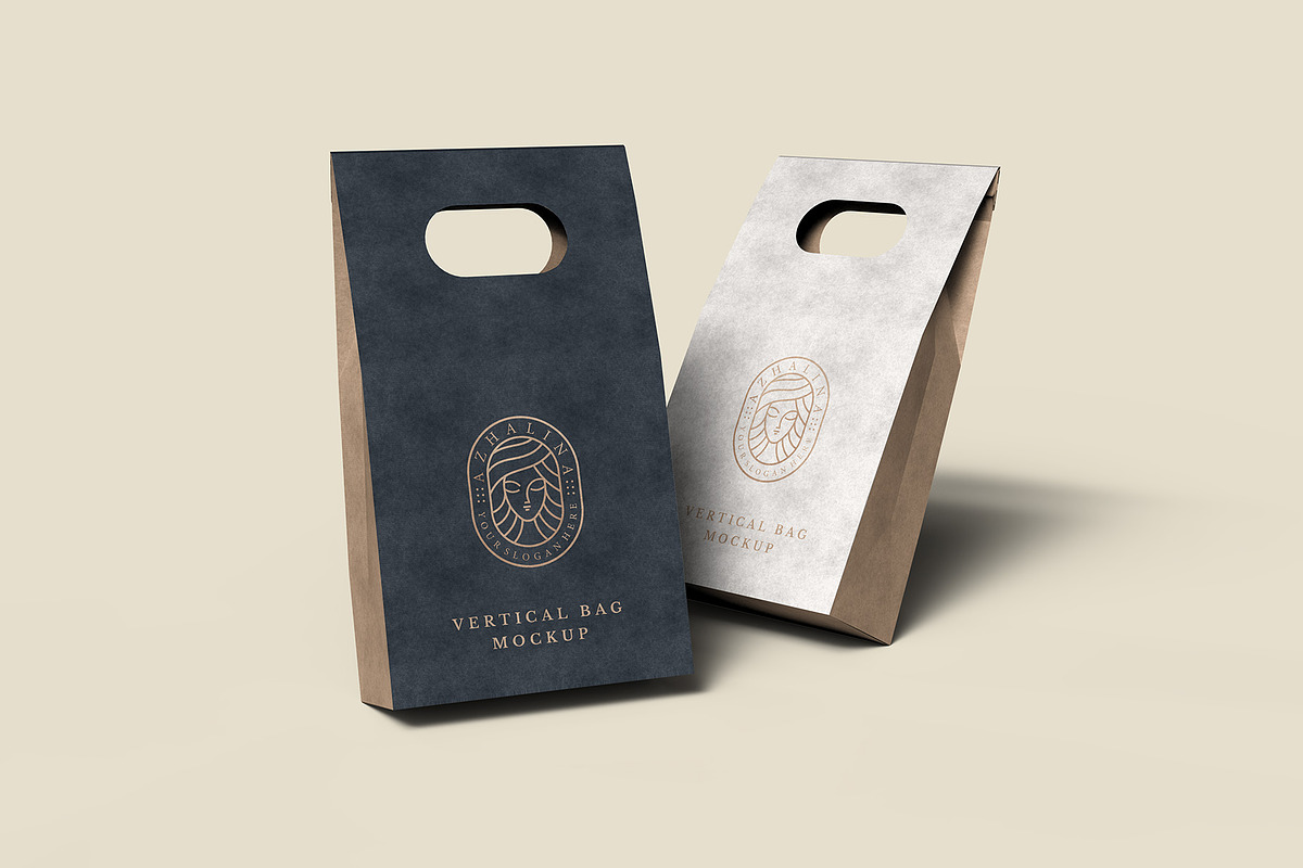 Kraft Paper Vertical Bag Mockup, a Packaging Mockup by Illusiongraphic (Photo 2 of 22)