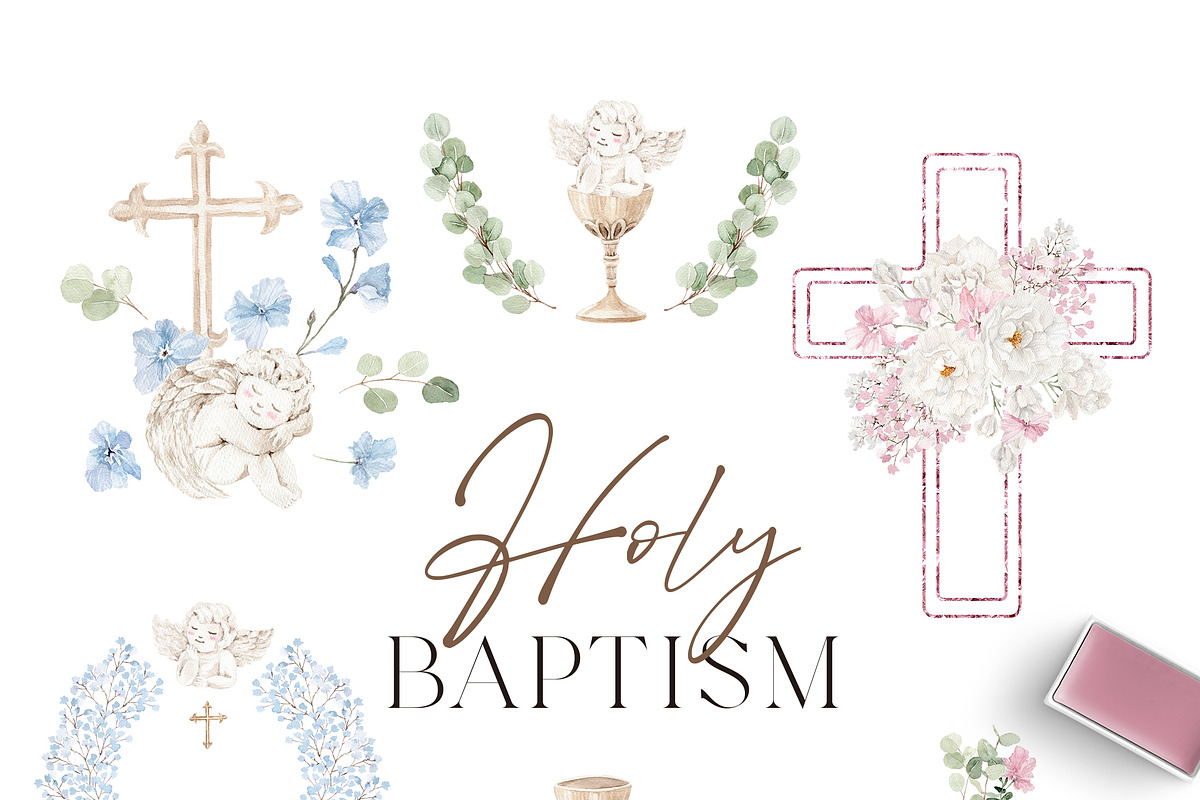 Watercolor Clipart - Holy BAPTISM, a Decorative Illustration by Beigetime (Photo 7 of 14)