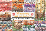 Watercolor Brick Wall Sublimation Cl, an Illustration by DreamCafeArt (Thumbnail 1 of 7)