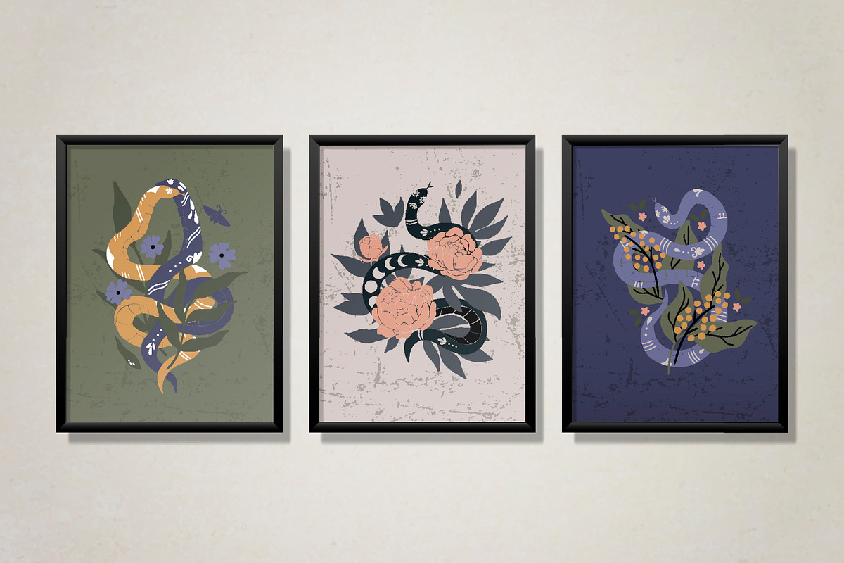 Modern snakes & Floral set., an Object Graphic by Alona Savchuk (Photo 2 of 14)