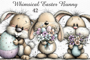Whimsical Easter Bunny Clipart, an Illustration by Craft Nest