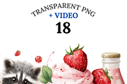 18 Strawberry Milk Clipart, a Decorative Illustration by Pati Charm Studio (Thumbnail 1 of 8)