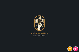 Magical Green Cannabis Logo Template