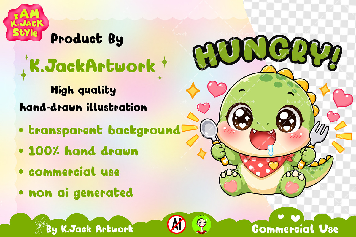 Hungry Dinosaur Animal Clipart, an Animal Illustration by K.JackArtwork (Photo 5 of 6)