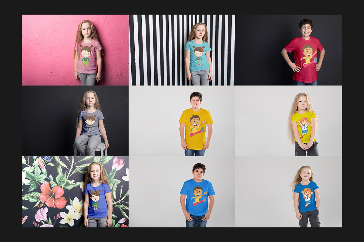 111 Kids T-Shirt Mock-Up Set, a Shirt Mockup by Freeman Studio (Photo 10 of 24)