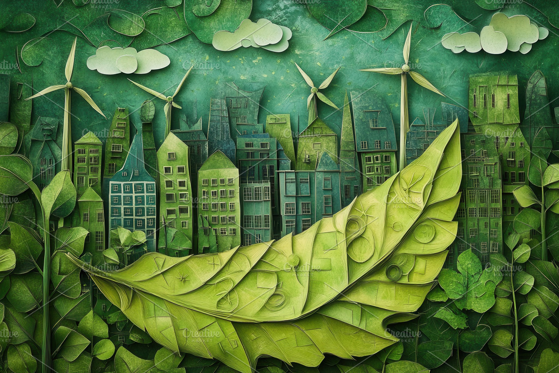 Paper art design of a green leaf, a Photo by Pavel_design