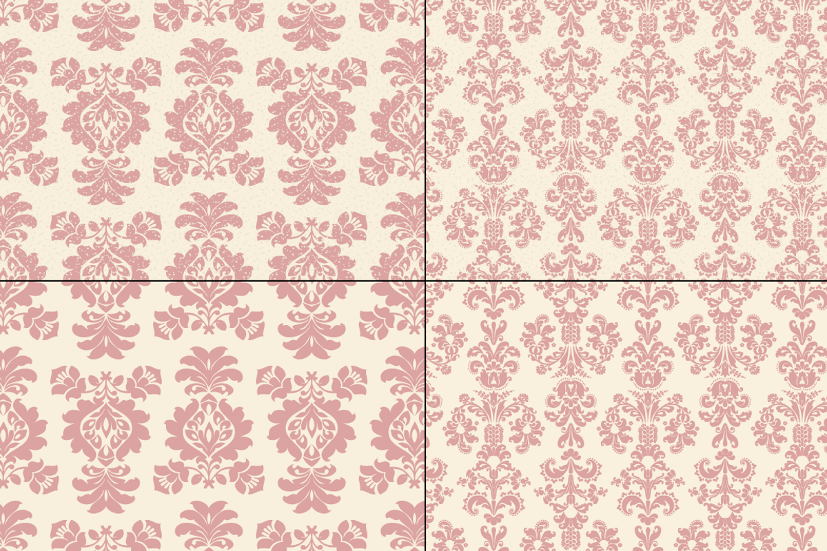 Seamless Pink Damask Patterns preview 7