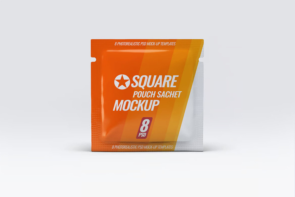 Square Pouch Sachet Mock-Up, a Packaging Mockup by DesignRushMarket (Photo 6 of 6)