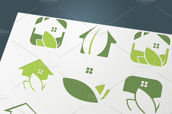 Set Of Icons Green Houses